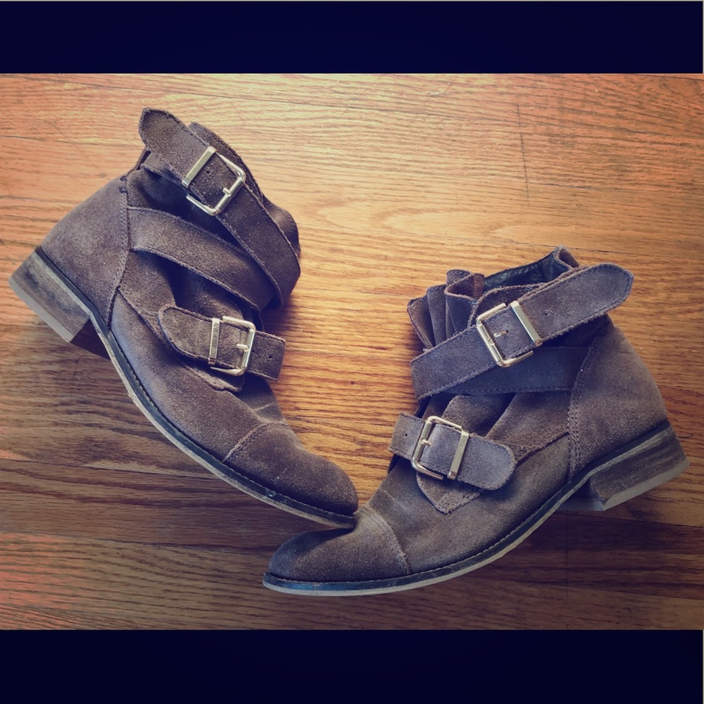 Brown suede ankle boots